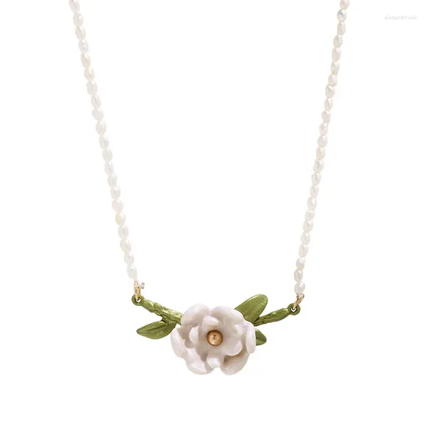 Colliers pendants m Designer 2024 Forest Forest Magnolia Fleur Fleur Fleur Eater Perle simple Collier clavicule simple