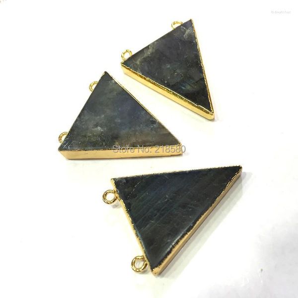 Pendentif Colliers M603184433 Labradorite Pierre Connecteur Or Couleur Électrolytique Triangle Pendentifs