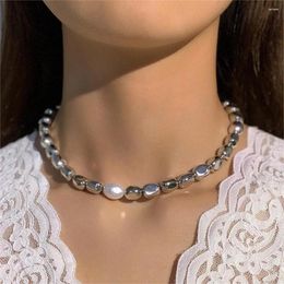Collares colgantes maa-eo vintage plata placa ccb cadena de perlas de perlas collar de perlas para mujeres moda femenina punk multinivel