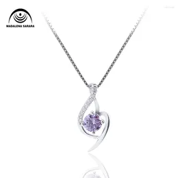 Colliers pendants Madalena Sarara CZ S925 Collier en argent sterling femelle femelle coréenne de style fleur simple chaîne de forage rose clavicule