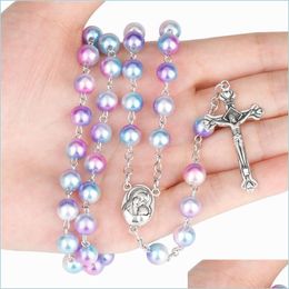 Madonna Crucifix Collier Arc-En-Imitation Perle Croix Colliers Bijoux De Mode Pour Les Femmes Livraison Directe Pendentifs Dhkrx