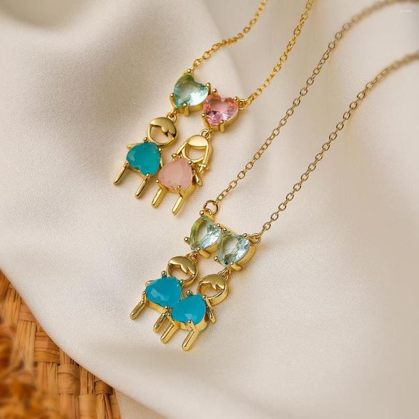 Collares colgantes Mafisar 2023 Moda Azul Rosa Piedra Niño Niña Niños Diseño para mujeres Regalo de cumpleaños