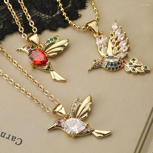 Pendentif Colliers Mafisar Arrivée Or Couleur Plein Zircon Bijoux Délicat Bel Oiseau Pour Les Femmes Fête Cadeau À La Mode En Gros