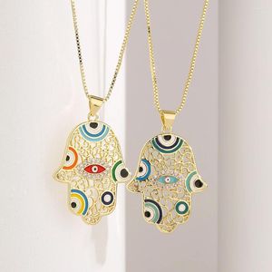 Hanger Kettingen Mafisar Aankomst Hamsa Hand Van Fatima Ketting Vergulde Zirconia Palm Turkse Evil Eye Sieraden Voor Vrouwen