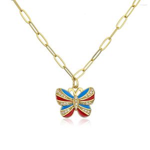 Pendentif Colliers Mafisar Émail Papillon Charme Collier Avec Zircon Exquis Or Couleur Géométrie Ras Du Cou Pour Femmes Fête Bijoux Cadeau