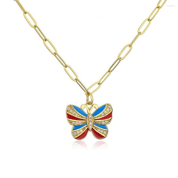 Pendentif Colliers Mafisar Émail Papillon Charme Collier Avec Zircon Exquis Or Couleur Géométrie Ras Du Cou Pour Femmes Fête Bijoux Cadeau