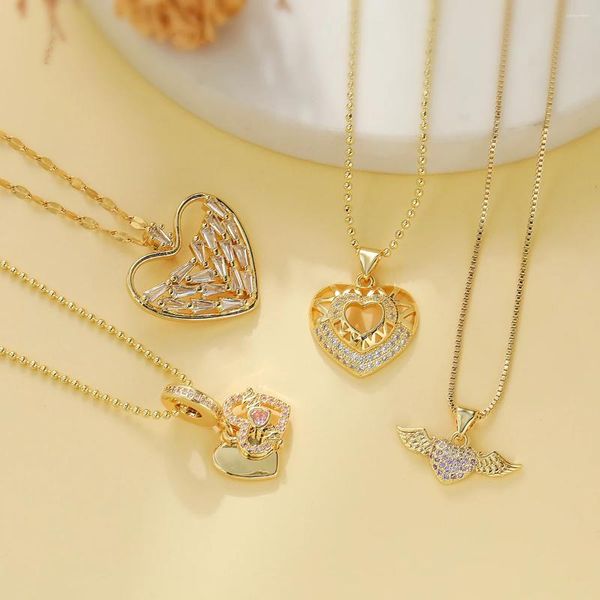 Pendentif Colliers Mafisar Plaqué Or Zircon Amour HearGeometric Collier Pour Femmes Fête Anniversaire Saint Valentin Cadeaux En Gros