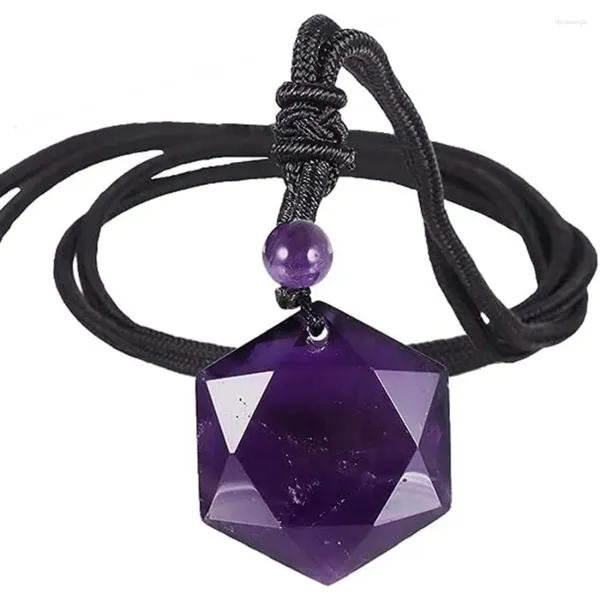 Pendentif Colliers Magen David Naturel Guérison Ameheyst Cristal Rose Quartz Onyx Hexagramme Étoile De Pierre Corde Chaîne Collier