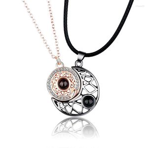 Pendentif Colliers Aimant S'attirent Couple Collier Bijoux Ras Du Cou 2 PCS / Ensemble Soleil Lune Pour Amoureux Hommes Femmes Filles Garçon Dame Cadeau