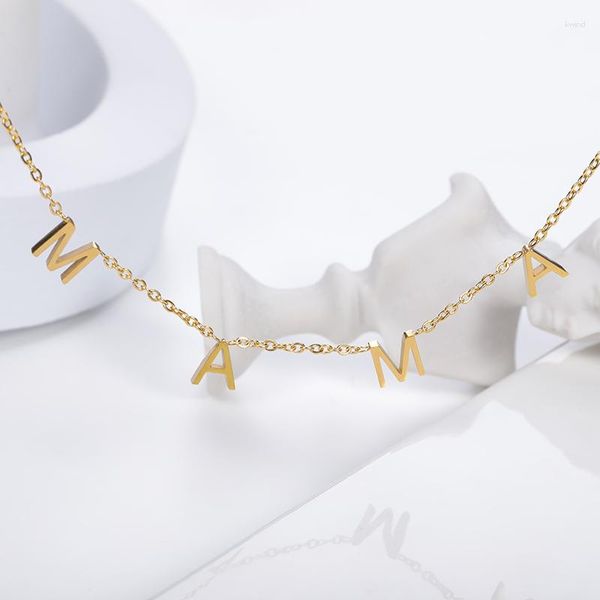 Collares colgantes Mamá Carta Collar Regalo para mamá Cadena de acero inoxidable Madres Dainty Día de la Madre Joyería 2023