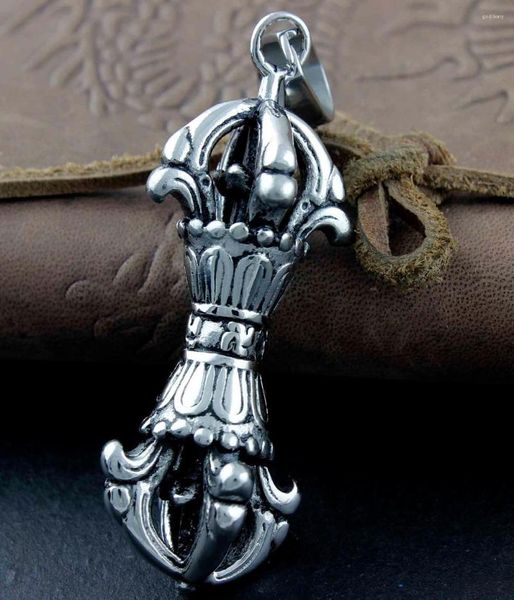 Collares colgantes Charm titanium acero inoxidable tibetano vajra dorje buddha