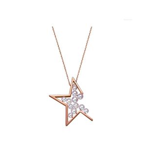 Collares pendientes Mani E Piedi Collar de perlas y estrellas con aretes para mujeres Gargantilla de oro rosa Diseñador Conjunto de joyas Chica coreana Dhyoj