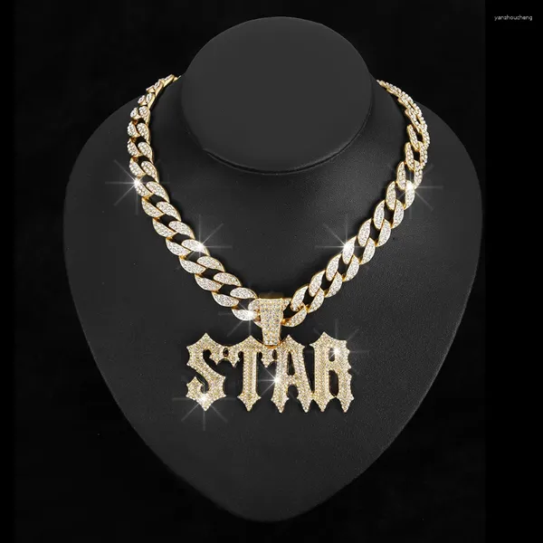 Colliers pendentiels fabricants transfrontaliers de la lettre étoile de niche de conception de la personnalité de rue hip hop cuba collier bijoux