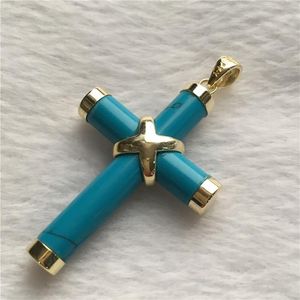 Pendentif Colliers Beaucoup de Couleurs Bijoux Exquis Tiger Eyes Pierre Turquoises Croix CollierPendentif