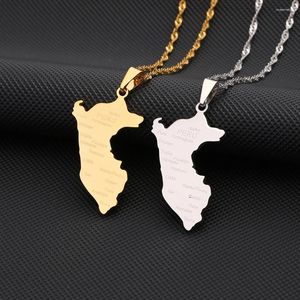 Colliers pendants Carte du Pérou avec Collier de nom de la ville pour femmes en acier inoxydable Gold Couleur de bijoux d'anniversaire ethnique péruvien