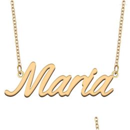 Hanger Kettingen Maria Naamplaat Ketting Voor Vrouwen Roestvrij Stalen Sieraden Vergulde Naamketting Femme Moeders Vriendin Gift Dro Dhsbx