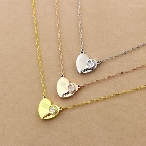 Collares colgantes Martick Estilo romántico Collar de corazón dulce Mujer Regalo de cumpleaños Diseño de bloqueo con cristal brillante Joyería de marca P22