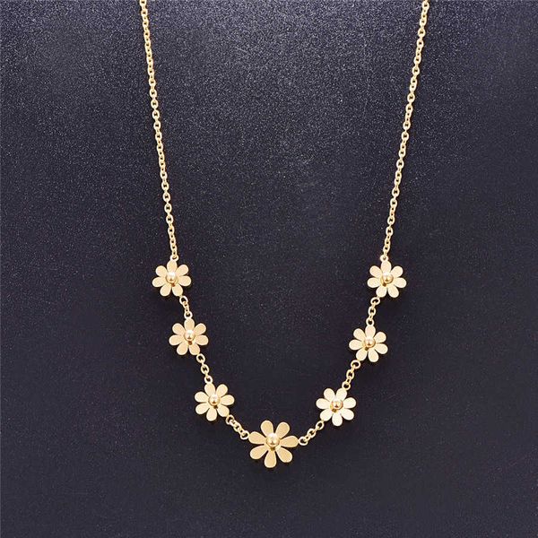Pendentif Colliers Martick romantique doux fleur forme pendentif collier lien chaîne petit marguerite collier mode bijoux pour femmes cadeau P60 G230206