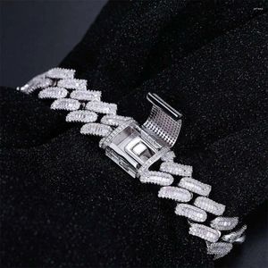 Colliers pendants Bijoux de roche maître 925 Bracelets hip hop en argent sterling 15 mm glacés