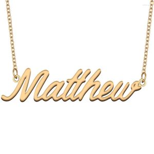 Hanger Kettingen Matthew Naamplaat Ketting Voor Vrouwen Rvs Sieraden Vergulde Naam Ketting Femme Moeders Vriendin Gift