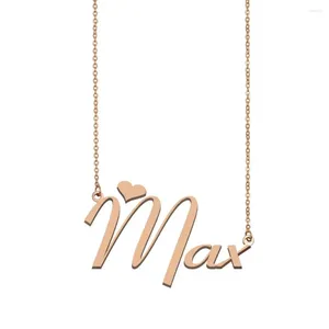 Pendentif Colliers Max Nom Collier Plaque signalétique personnalisée pour femmes Filles Amis Anniversaire Mariage Noël Mère Jours Cadeau