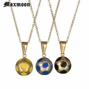 Hanger kettingen maxmoon sportief kettingvoetbal met ketting roestvrij staal voetbal goud kleur mannen/dames sportbal sieraden