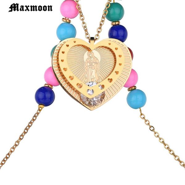 Pendentif Colliers Maxmoon Vierge Marie Collier Pour Femmes/Filles Couleur Argent/Or Couleur Notre Dame Bijoux En Gros Colar Croix À La Mode Chaîne