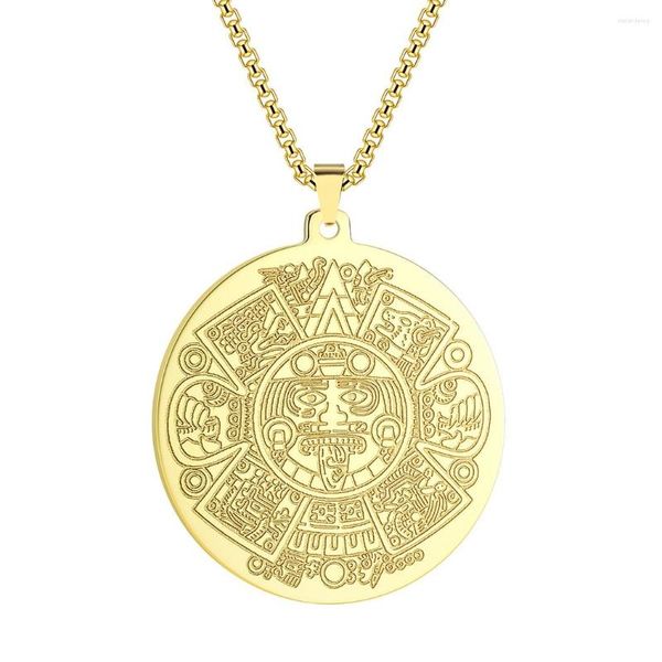 Pendentif Colliers Calendrier Maya Amulettes Collier Simple Bijoux Accessoires Pour Hommes Et Femmes Fête Anniversaire Cadeaux D'anniversaire