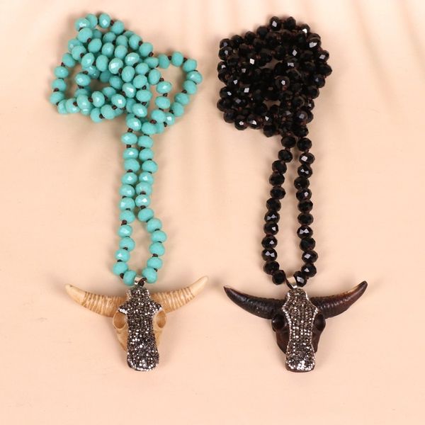 Pendentif Colliers MD mode Boho bijoux Empire pierres avec tête de taureau pendentif à breloque collier fait main femmes bijoux cadeau livraison directe 230519