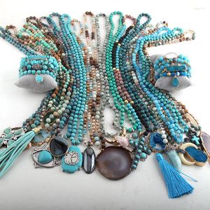 Pendentif colliers MD vente en gros 20 pc bleu mélange couleur collier/Bracelet ensemble mode Boho bijoux pour femmes bohème cadeau
