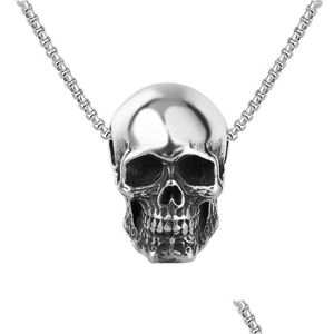 Pendentif Colliers Megin D Acier inoxydable Titanium Ins Simple Skl Hip Hop Punk Collier Chaînes Collier Pour Hommes Femmes Couple Cadeau Drop Dhaos