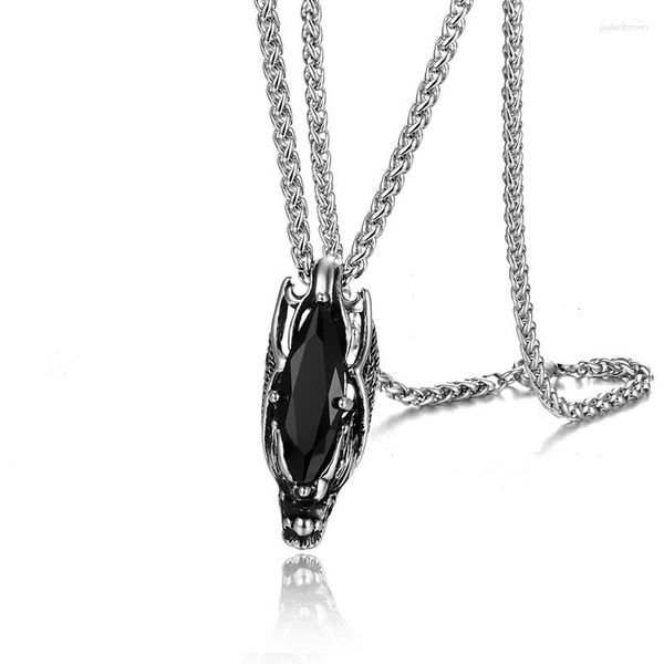 Colliers pendants Megin D en acier inoxydable Titane Dragon Aile Animal Zircon Hip Hop Punk Collier pour hommes Femmes Femmes Couple Gift Jewel