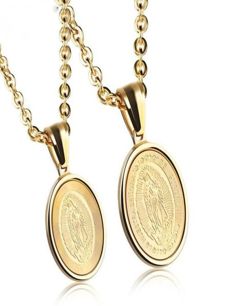 Colliers pendentifs Meginstainless en acier titane or Vierge Sainte Vierge de Dieu Maria Vine Collier Collier pour hommes Femmes Jewelr7583457