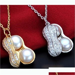 Colliers pendants Meibapj Collier de perle d'arachide jaune naturel avec élégant pour femmes bijouterie