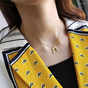 Collares colgantes Meishichao 925 astilla esterlina doble color oro manos juntas orando cruz gargantilla collar mujeres266s