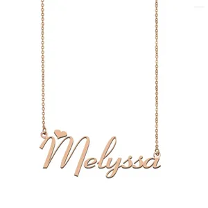 Collares colgantes Melyssa Placa de identificación Collar de nombre personalizado para mujeres Niñas Amigos Cumpleaños Boda Navidad Día de la madre Regalo