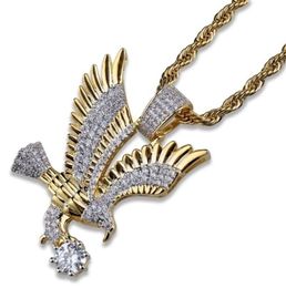 Collares colgantes Moda para hombre Collar de animales Eagle Zircon Hip Hop Charm Jewelry GiftPendant