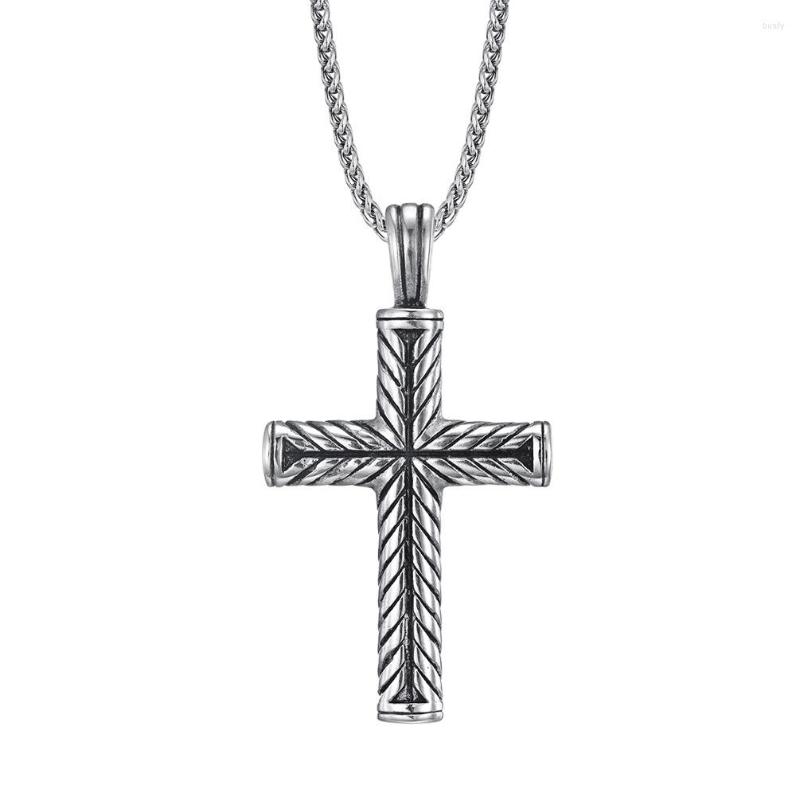 Pendant Necklaces Men's Punk Rock Stainless Steel Cast Cross Necklace