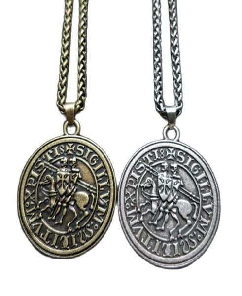 Collares colgantes hombres joyas de amuleto vikinge doble guerra caballero griego latín templario exquisito collar conmemorativo shi2800850