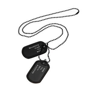 Hanger kettingen mannen zwart militair leger 2 honden tags ketting ketting n045Pendant