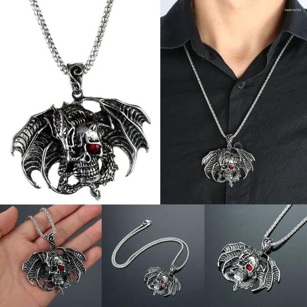 Collares colgantes hombres twine hip hop collar gótico dragon punk cráneo