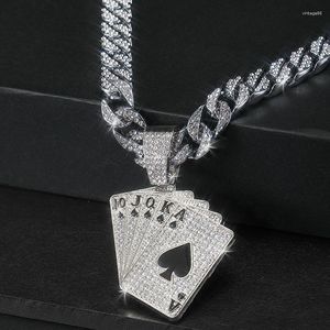 Anhänger Halsketten Männer Modeschmuck Hip Hop Iced Cuban Chain Poker Halskette
