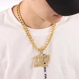 Hanger kettingen mannen hiphop 1000 nummer ketting miami cubaanse ketting ijskoud bling hiphop mannelijke mode street dance sieraden