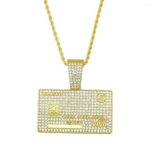 Pendentif Colliers Hommes Hip Hop Carte Bancaire Collier Avec Chaîne Cubaine HipHop Glacé Bling Corde Fête De Noël Bijoux Cadeau