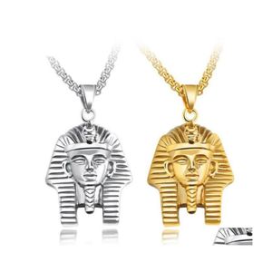 Hangende kettingen mannen hiphop ketting roestvrij staal Egyptische farao hoofdketen punk sieraden drop levering hangers dh4sd