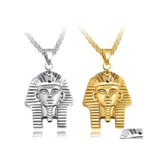 Pendentif Colliers Hommes Hip Hop En Acier Inoxydable Pharaon Égyptien Tête Chaîne Punk Jewelr Yzedibleshop Drop Livraison Bijoux Pendentifs Ott7O