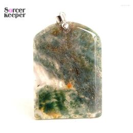 Colliers de pendentif Bijoux bijoux dendritique Moss Agate Collier Pendants Gemstome Slide Naturel Stone Healing Reiki Woman Gifts BM457