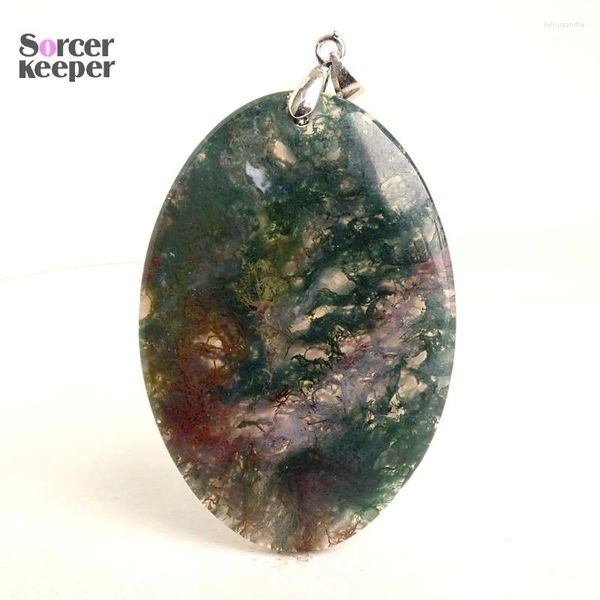 Colliers de pendentif Bijoux bijoux dendritique Moss Agate Collier pendentif Gem Slide Naturel Stone Healing Reiki Femme Cadeaux BM663