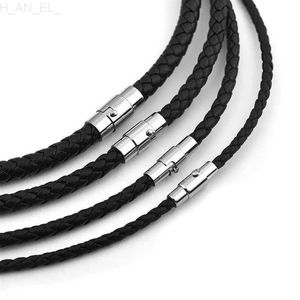 Pendentif Colliers Collier en cuir pour hommes ras du cou noir marron chaîne de corde tressée pour hommes femmes bijoux simples cadeaux collier homme magnétique L24313