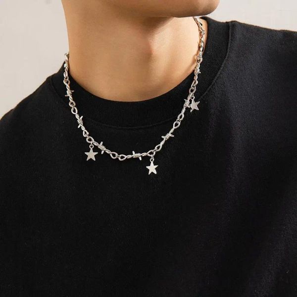 Colliers pendants Collier pour hommes Star de style hip-hop avec chaîne ajustée Borne de clavicule Gift pour niche